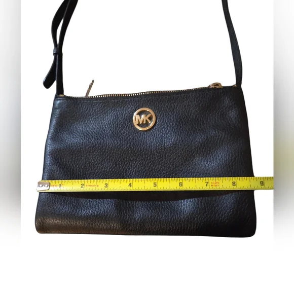Michael Kors Fulton Crossbody Pebbled Black Leather Bag - FLAWED See Description - Picture 9 of 14